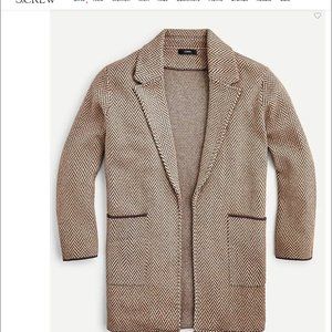 NWT J. Crew Sophie open-front sweater-blazer Large Brown Chevron